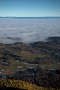 Sea Ã¢â¬â¹Ã¢â¬â¹of Ã¢â¬â¹Ã¢â¬â¹clouds on the Auvergne volcanic chain in Puy-de-Dome Royalty Free Stock Photo